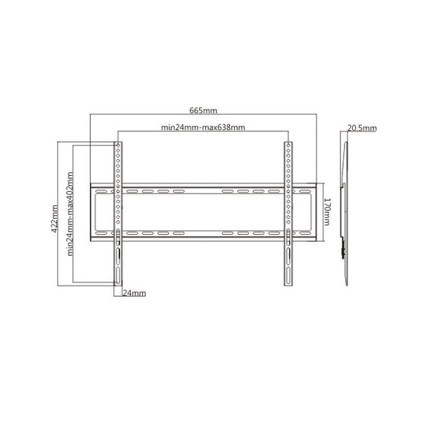 TV Mount for 37~70" Fixed, Max 600x400mm VESA, KL22G-64F