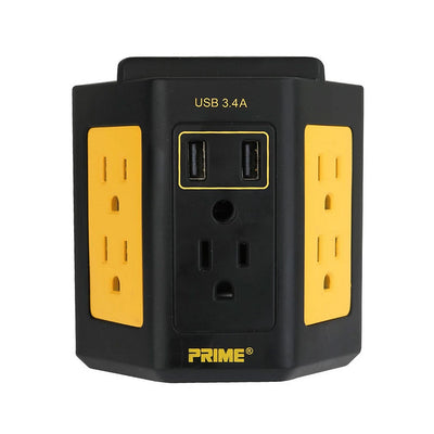 5-Outlet power station with 2 USB A charge ports 3.4A total