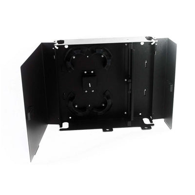 Fiber Wall Mount Patch Panel Enclosure, Unloaded, Holds 2 Adapter Plates, Black