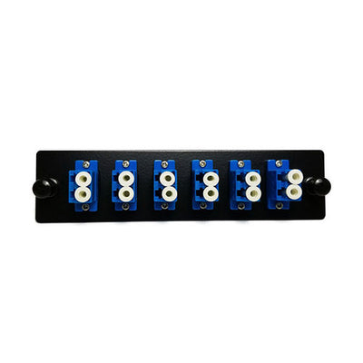 Fiber Distribution Panel Plate with 6 Blue LC/UPC Duplex Ports, Single Mode