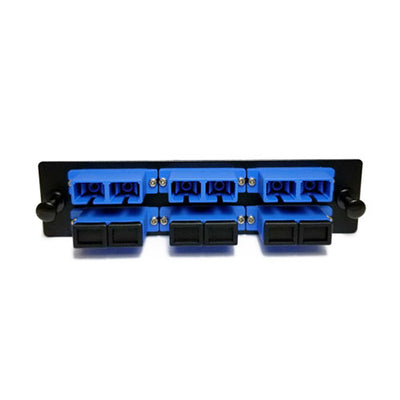 Fiber Distribution Panel Plate with 6 Blue SC/UPC Duplex Ports, Single Mode