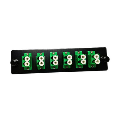 Fiber Distribution Panel Plate with 6 Green LC/APC Duplex Ports, Single Mode