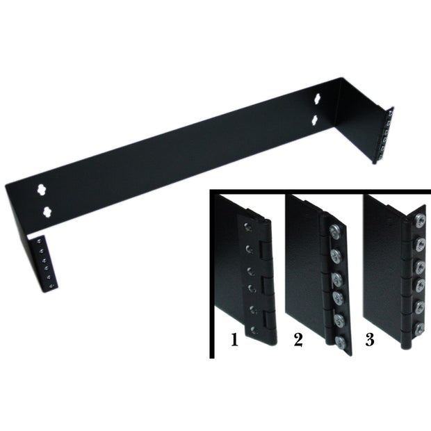 Rackmount Hinged Wall Mounting Bracket, Dimensions: 7 (H) x 19 (W) x 5.8 (D) inches. Includes 24 rack screws(10-32)