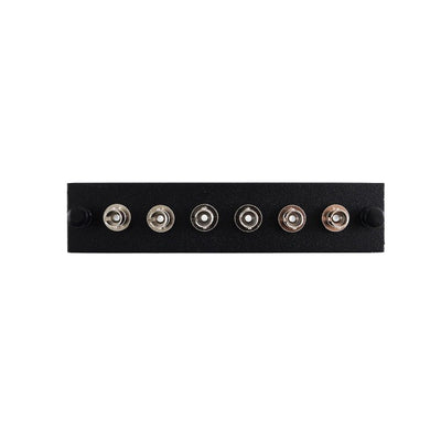 LGX Compatible Adapter Plate featuring a Bank of 6 Singlemode ST Connectors, Black Powder Coat
