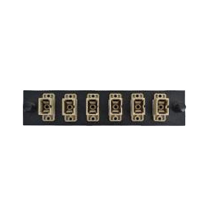 LGX Compatible Adapter Plate featuring a Bank of 6 Multimode SC Connectors in Beige for OM1 and OM2 applications, Black Powder Coat