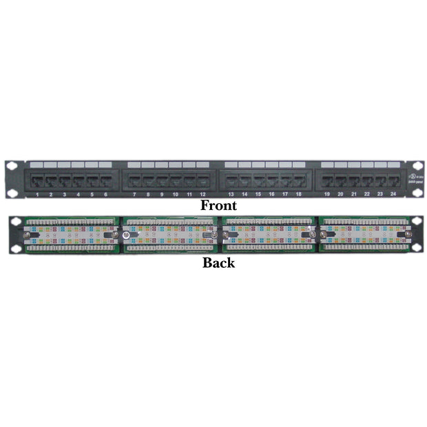 Rackmount Cat6 Patch Panel, Horizontal, 110 Type, 568A & 568B Compatible, 4U