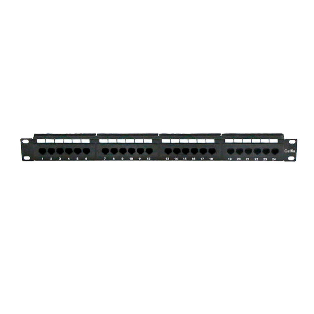 Rackmount Cat6a Patch Panel, 19 inch horizontal, 110 Type, 568A & 568B Compatible, 2U