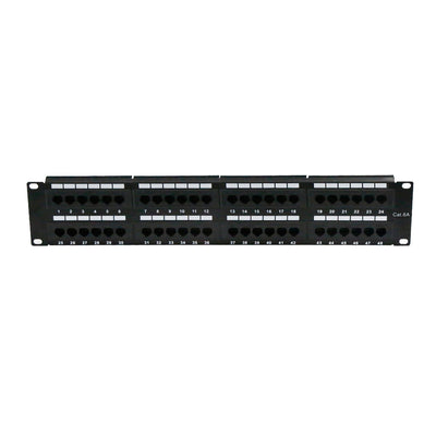 Rackmount Cat6a Patch Panel, 19 inch horizontal, 110 Type, 568A & 568B Compatible, 2U