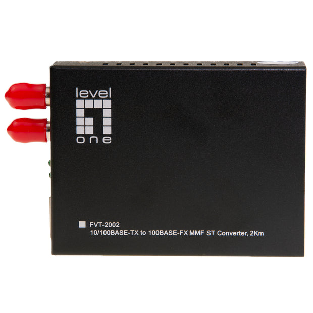 Ethernet to Multimode Fiber Optic Converter, RJ45 (100Base-TX) to Fiber-ST (100Base-FX) 2km