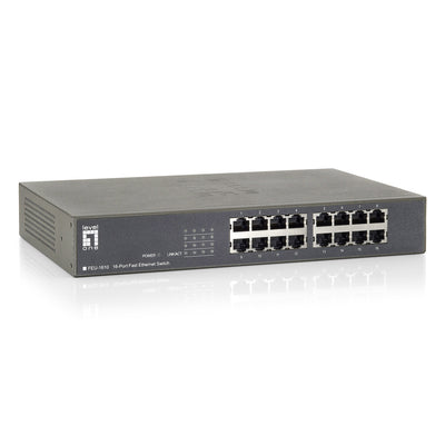 16 Port 10/100 Fast Ethernet Switch, Matte Grey, Auto-negotiation