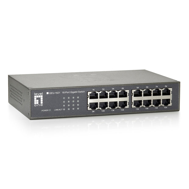 16 Port 10/100/1000 Gigabit Ethernet Switch, Matte Grey