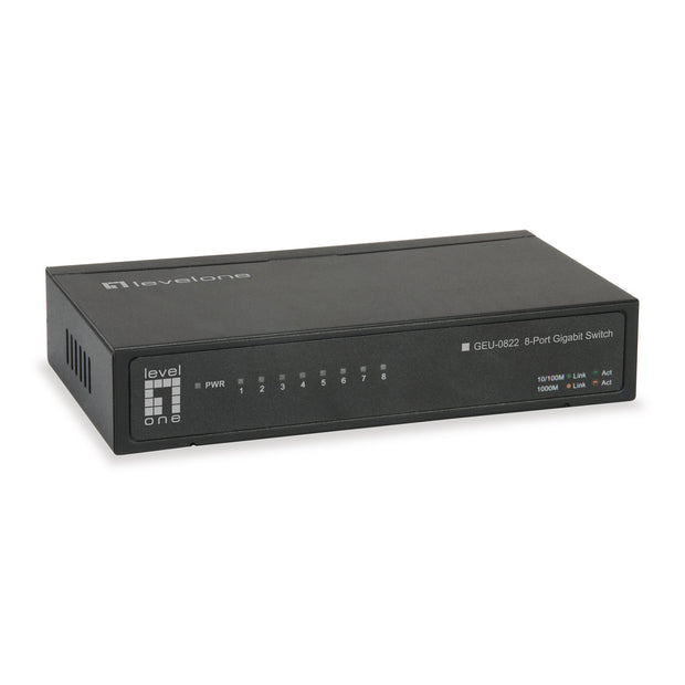 8 Port 10/100/1000 Gigabit Ethernet Switch, Energy Efficient Ethernet / IEEE 802.3az Support, Black Metal Case