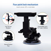 Universal windshield mount for mobile devices including tablets, suction cup mount