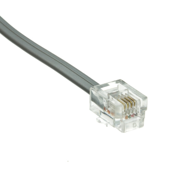 Telephone Cord (Data), RJ11, 6P / 4C, Silver Satin, Straight