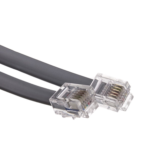 Telephone Cord (Voice), RJ12, 6P / 6C, Silver Satin, Reverse