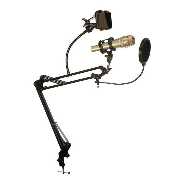 Deskmount Microphone Stand with Rotating Phone holder and Pop Filter