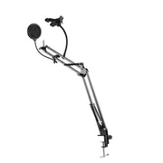 Deskmount Microphone Stand with Rotating Phone holder and Pop Filter
