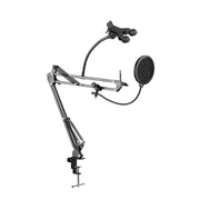 Deskmount Microphone Stand with Rotating Phone holder and Pop Filter