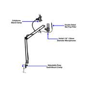 Deskmount Microphone Stand with Rotating Phone holder and Pop Filter