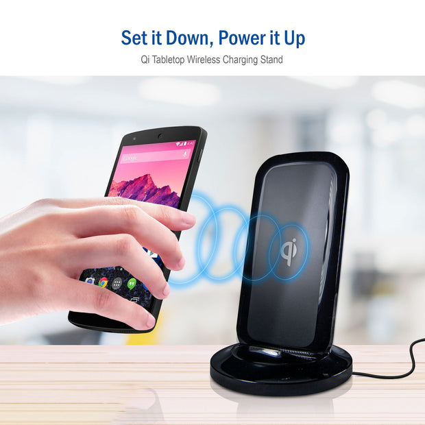 Qi Tabletop Wireless Charging Stand, Black