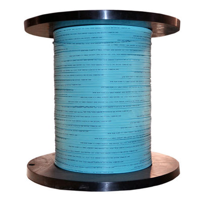 Bulk Plenum Zipcord Fiber Optic Cable, Duplex, Multimode 50/125, Corning Clear Curve OM3, Aqua, Spool, 1000 foot