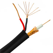 RG59 Siamese Coaxial + Power Cable, 20AWG Solid Copper Coax, 18/2 Stranded Copper Power, Bonded Jacket, Spool, 1000 foot