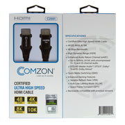 Comzon® Ultra-High-Speed Certified HDMI Cable, 48Gbps, 4K120 / 8K60, HDMI-A Male, woven jacket, black & silver