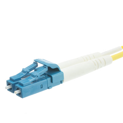 LC Duplex Fiber Optic Patch Cable, OS2 9/125 Singlemode, Yellow Jacket, Blue Connector