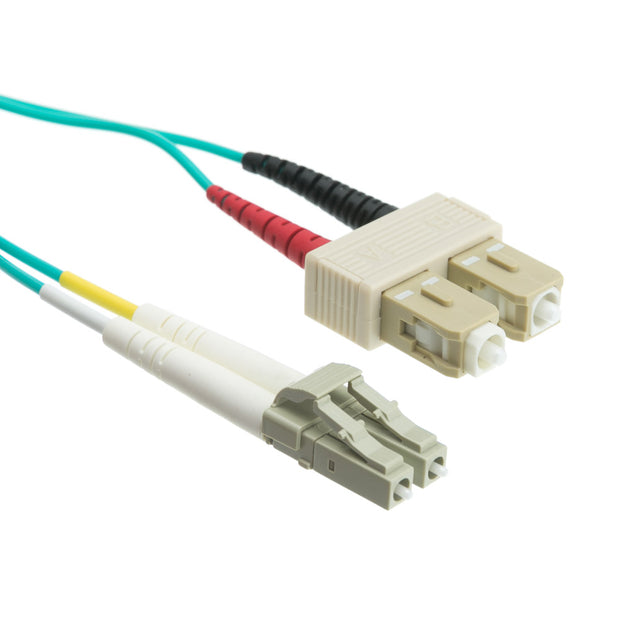 10 Gigabit Aqua LC/SC OM3 Multimode Duplex Fiber Optic Cable, 50/125
