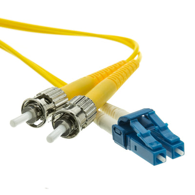 LC/ST Duplex Fiber Optic Patch Cable, OS2 9/125 Singlemode, Yellow Jacket