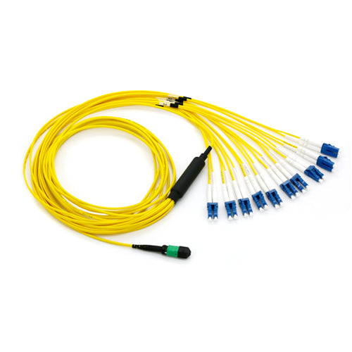 Plenum Fiber Optic Cable, 100 Gigabit Ethernet CFP/CXP 100GBase-SR10 to MTP/LC 24 inch Breakout Cable, OS2 9/125 Singlemode