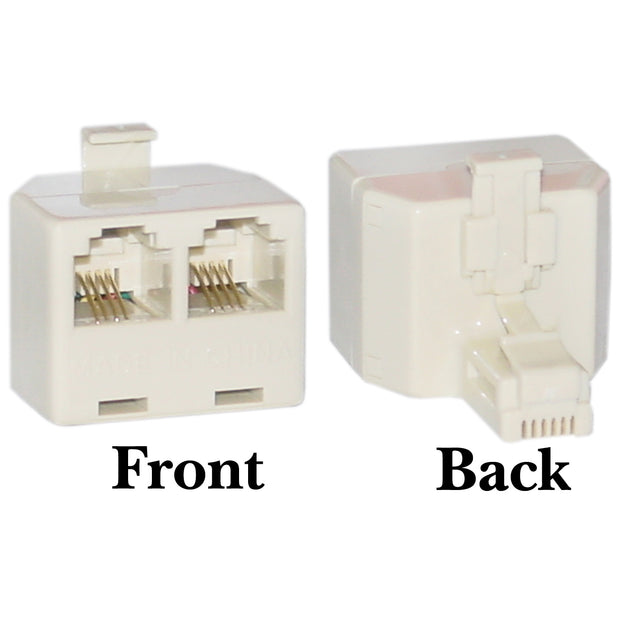 Phone Splitter (Straight), RJ11 6P4C Male to 2 RJ11 6P4C Female