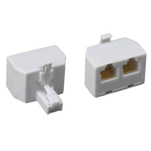 Phone Splitter (Straight), RJ45 8P8C Male to 2 RJ45 8P8C Female, White