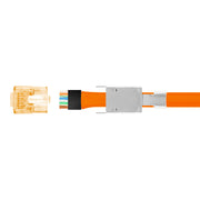 Simply45 Shielded Cat6a RJ45 Crimp Connectors, external ground, Solid/Stranded 23AWG, Orange Tint, Hi/Lo Stagger, Bar45™, Jar 50 pieces