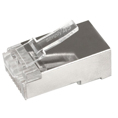 Simply45 Shielded Cat5e Pass Through RJ45 Crimp Connectors, Solid 24AWG/Stranded 28-26AWG,  Jar 50 pieces