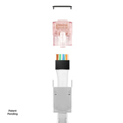 Simply45 ProSeries Shielded Cat6a Pass Through RJ45 Crimp Connectors, PE, Red Tint, Hi/Lo Stagger, Cap45™ & Bar45™, Jar 50 pieces