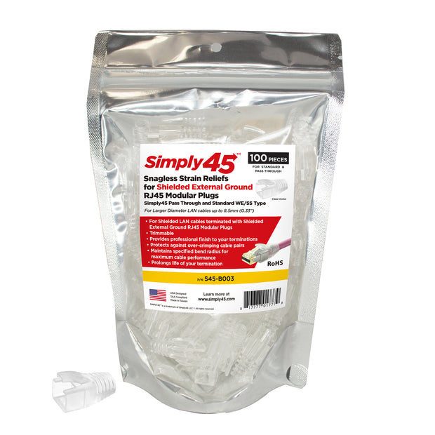 Simply 45 Strain Relief Boots for all S45 STP External Ground, 100 pieces