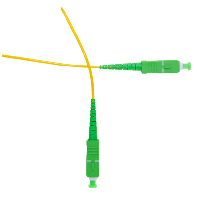 SC/APC Simplex Fiber Optic Patch Cable, OS2 9/125 Singlemode, Yellow Jacket, Green Connector