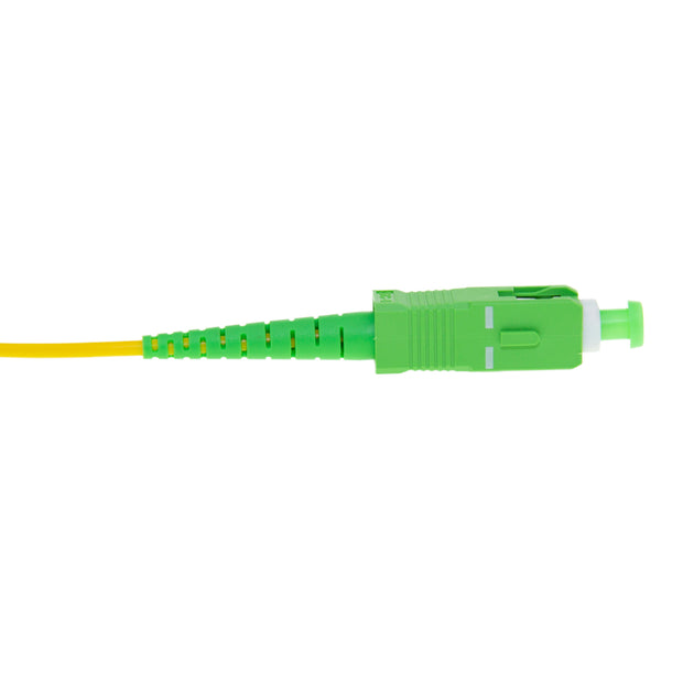 SC/APC Simplex Fiber Optic Patch Cable, OS2 9/125 Singlemode, Yellow Jacket, Green Connector