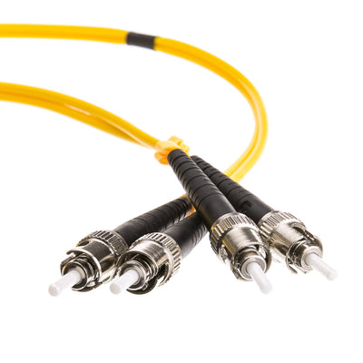 ST Duplex Fiber Optic Patch Cable, OS2 9/125 Singlemode, Yellow Jacket