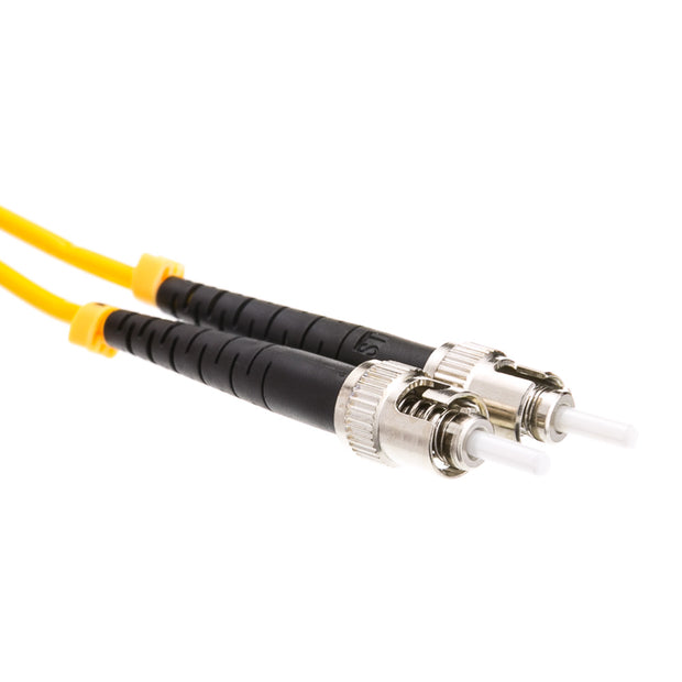 ST Duplex Fiber Optic Patch Cable, OS2 9/125 Singlemode, Yellow Jacket