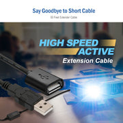 USB 2.0 High Speed Active Extension Cable, USB Type A Male to Type A Female, 50 foot
